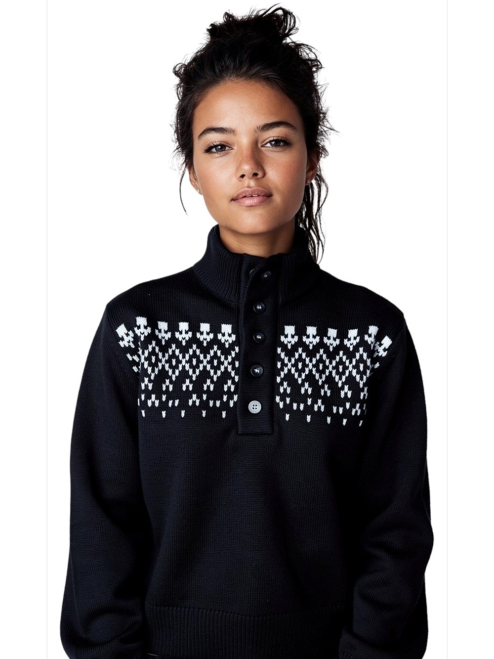 VGC- Small 1/2 button down 
LOFT Black & White Patterned Turtleneck Sweater
